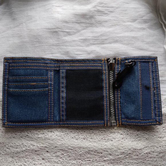 Denim Jean Trifold Zip Wallet - Picture 3 of 4